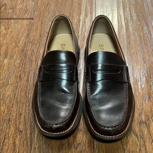 Sperry Dark Brown Leather Slip-On Loafers